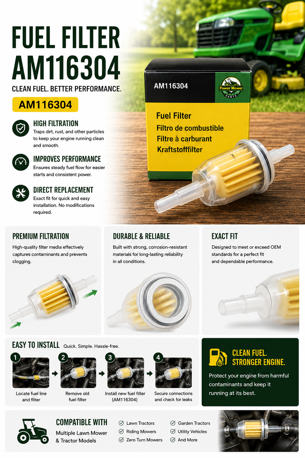 Inline Fuel Filter AM116304 – High-Quality Fuel Filtration