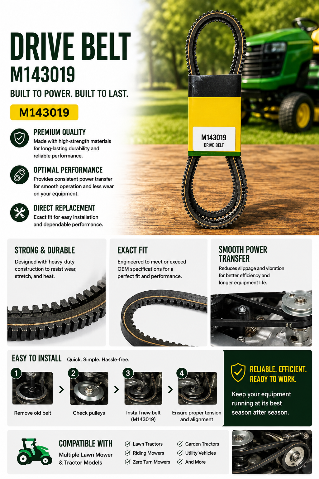Primary Mower Deck V-Belt M143019 – 1610 mm (63.4 Inch)