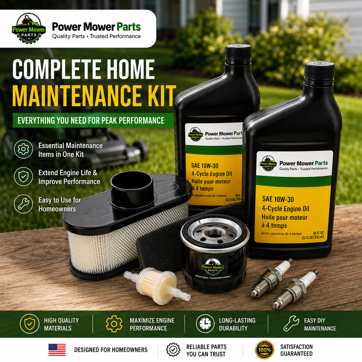 Home Service Maintenance Kit for JD Models Z Series, S Series, Z320M, Z320R, Z330M, Z330R, Z445, Z465, Z530M, Z530R, Z540M, Z540R, Z645, Z655, Z665, Z730M, S240, WH48A Lawn Mower