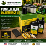 Home Service & Maintenance Kit for JD Models X Series, Z Series, 47 IN, GT235, GT245, GX255, GX335, LX280, X300, X304, X320, X324, X340, X360, X500, X530, X534, Z435, Z445, Z465, Z625 Lawn Mower