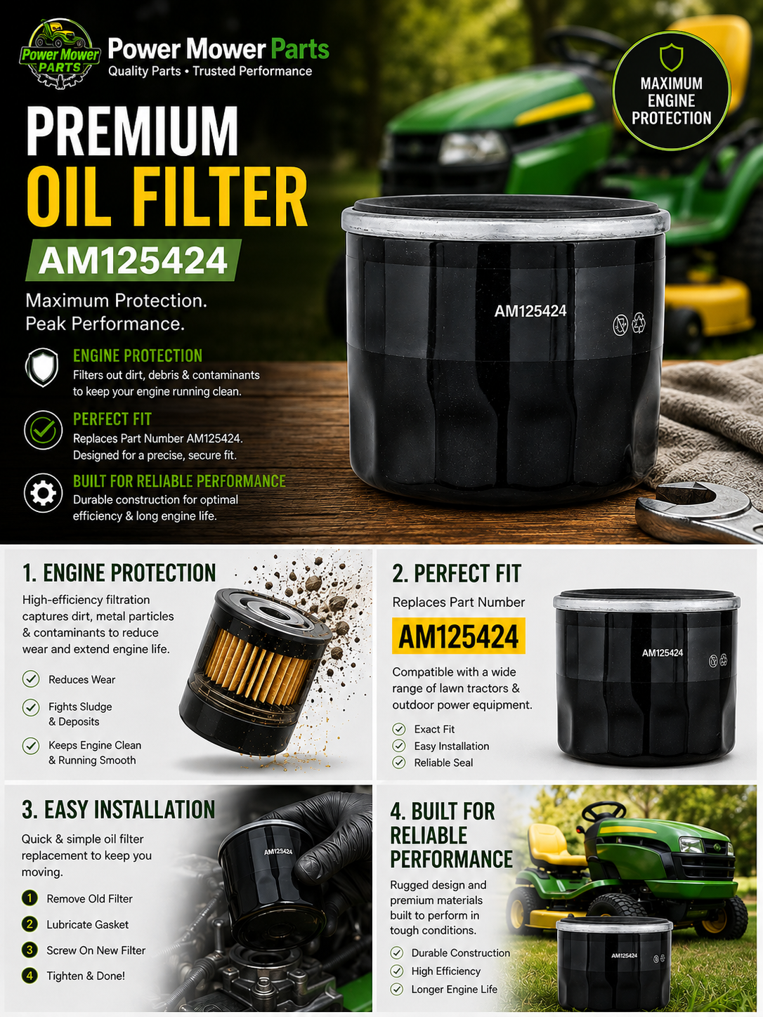 Home Service Maintenance Kit for JD Models Z Series, S Series, Z320M, Z320R, Z330M, Z330R, Z445, Z465, Z530M, Z530R, Z540M, Z540R, Z645, Z655, Z665, Z730M, S240, WH48A Lawn Mower