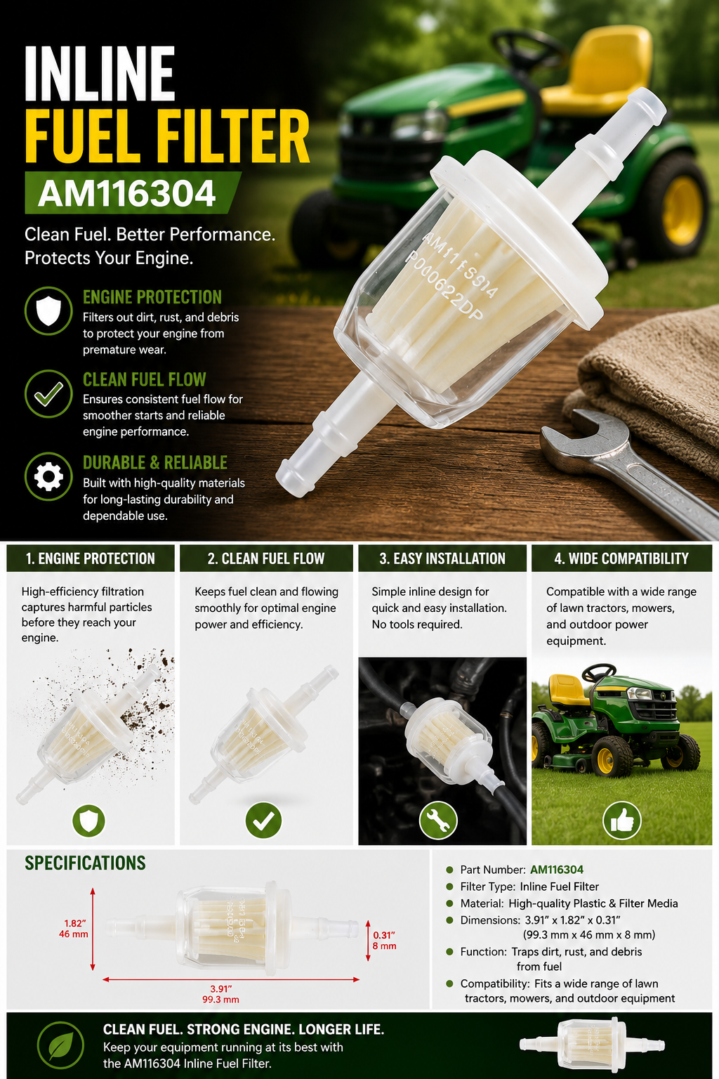 Home Service Maintenance Kit for JD Models Z Series, S Series, Z320M, Z320R, Z330M, Z330R, Z445, Z465, Z530M, Z530R, Z540M, Z540R, Z645, Z655, Z665, Z730M, S240, WH48A Lawn Mower