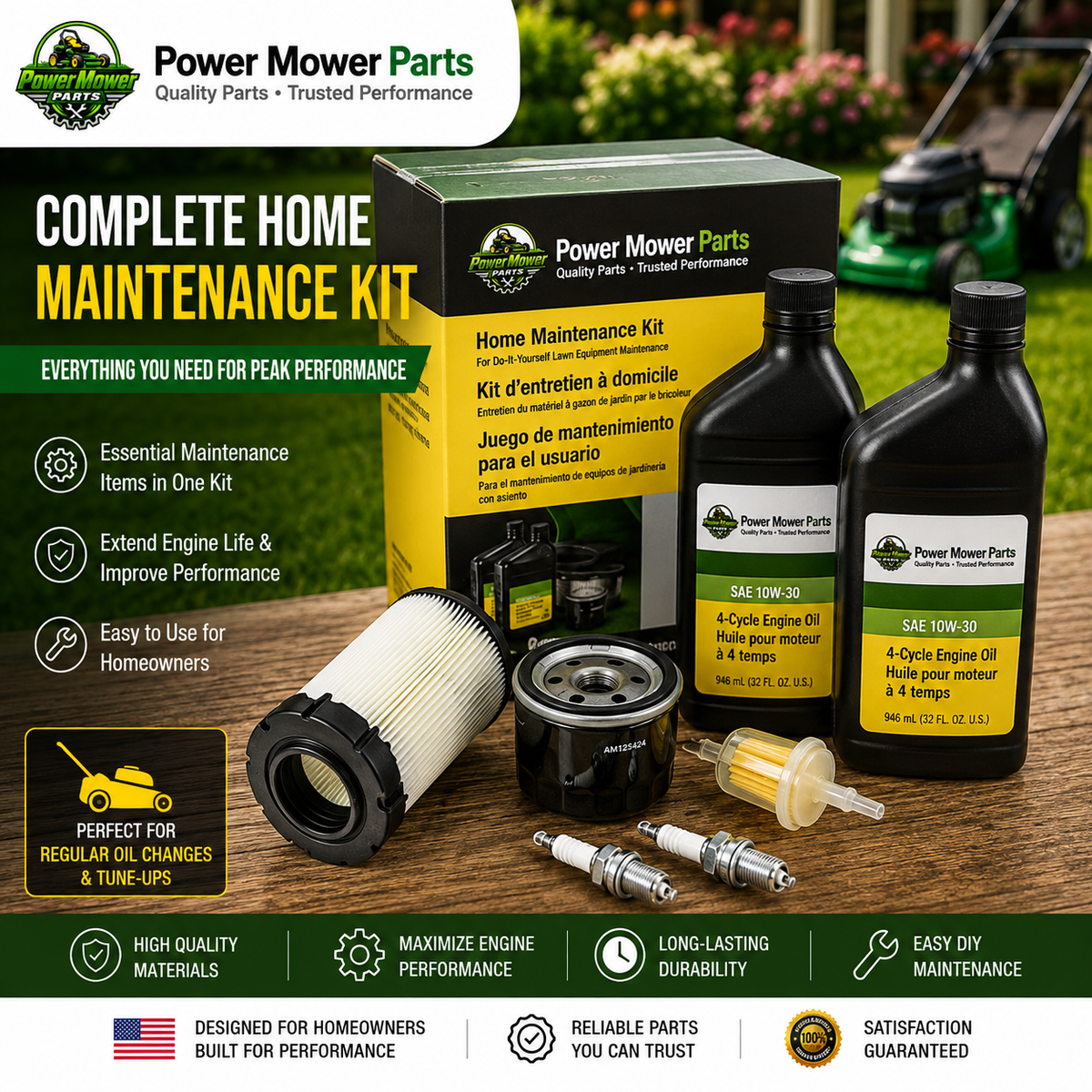 Home Service Maintenance Kit for JD Models D Series, X Series, Z Series, 107H, D140, S140, X135R, X146R, X166, Z225, Z235, Z255, Z315E, Z325E, Z335E, Z345M, Z345R, Z355E, Z355R Z375R Lawn Mower