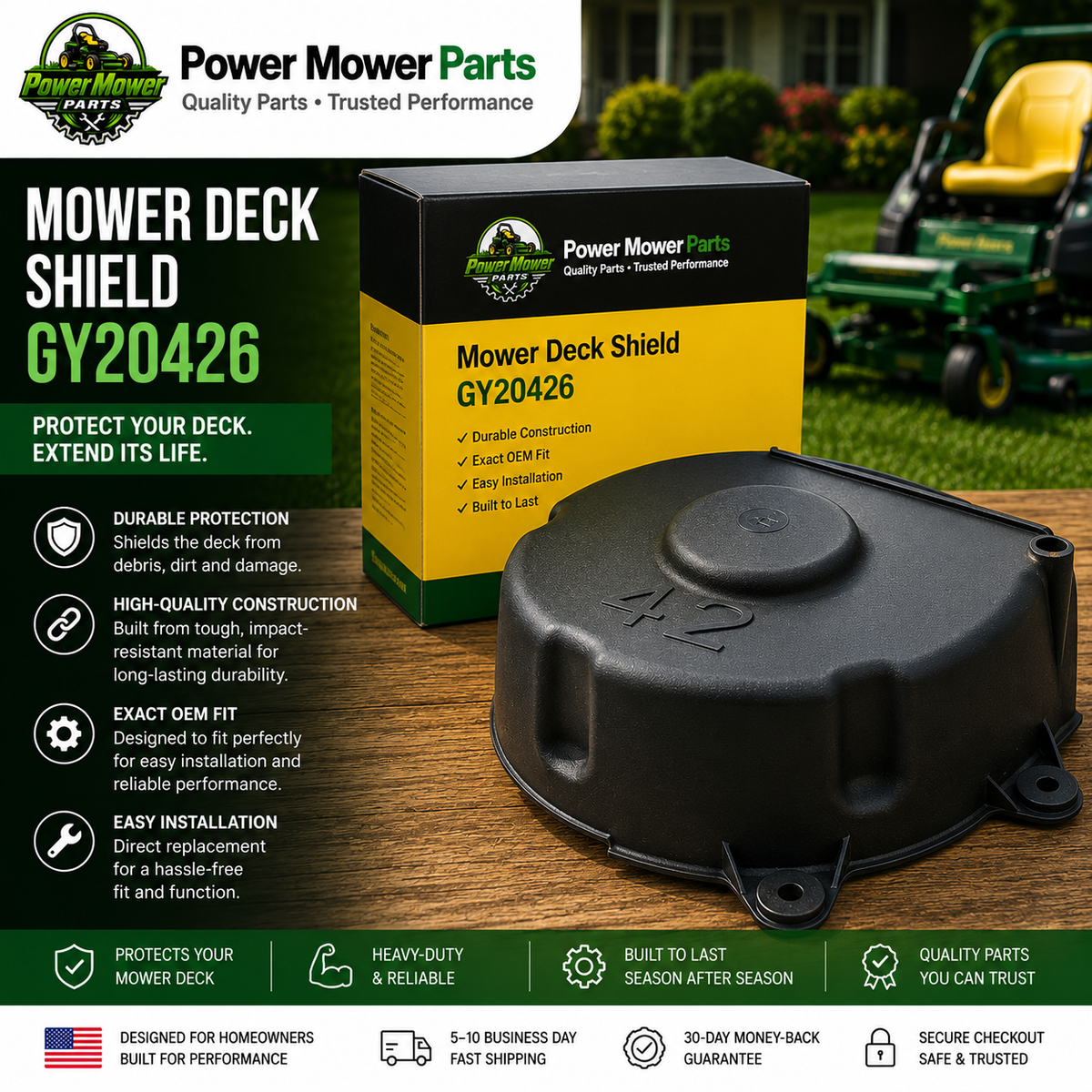 Mower Deck Shield GY20426 Replacement – Metal Deck Protection Guard for Compatible Lawn Mower Equipment